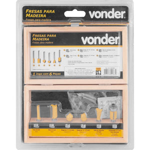 JOGO DE FRESAS PARA MADEIRA COM 6 PEÇAS 53.14.060.060 VONDER