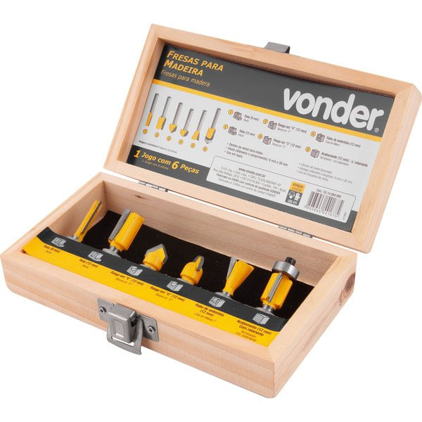 JOGO DE FRESAS PARA MADEIRA COM 6 PEÇAS 53.14.060.060 VONDER