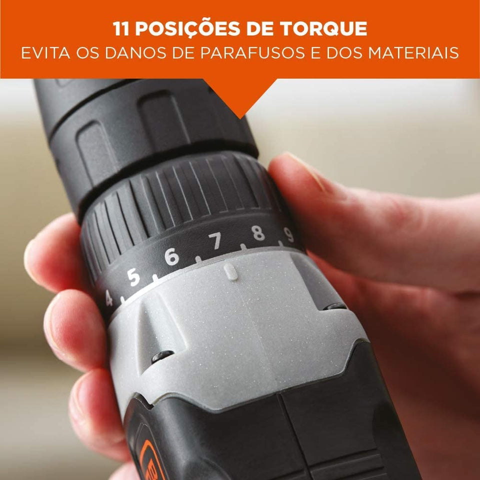 PARAFUSADEIRA/FURADEIRA DE IMPACTO 20V ÍON LÍTIO BCD704C1-BR 2 VELOCIDADES BLACK+DECKER