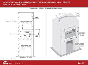 CHURRASQUEIRA ELÉTRICA FISCHER RANCH GRILL 3 ESPETOS