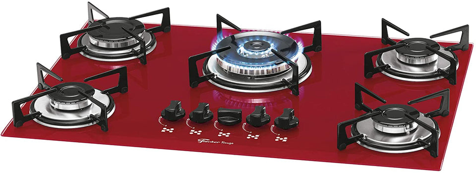 FOGÃO COOKTOP 5Q TC GÁS MESA VIDRO ROUGE 1743(15738) BIVOLT FISCHER