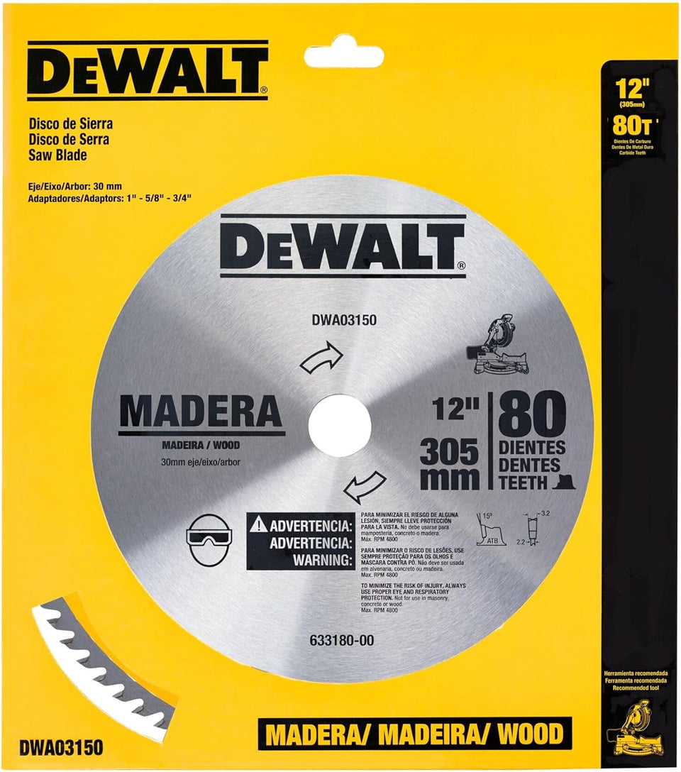 DISCO DE SERRA CIRCULAR 12" 305X30MM 80 DENTES PARA MADEIRA DWA03150 DEWALT