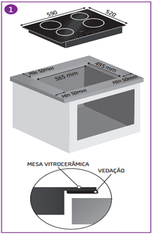 FOGÃO COOKTOP DE INDUÇÃO MIDEA 4 BOCAS CYAD42 220V MIDEA