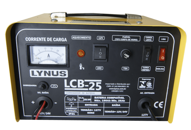 CARREGADOR DE BATERIAS LCB-25 220V LYNUS