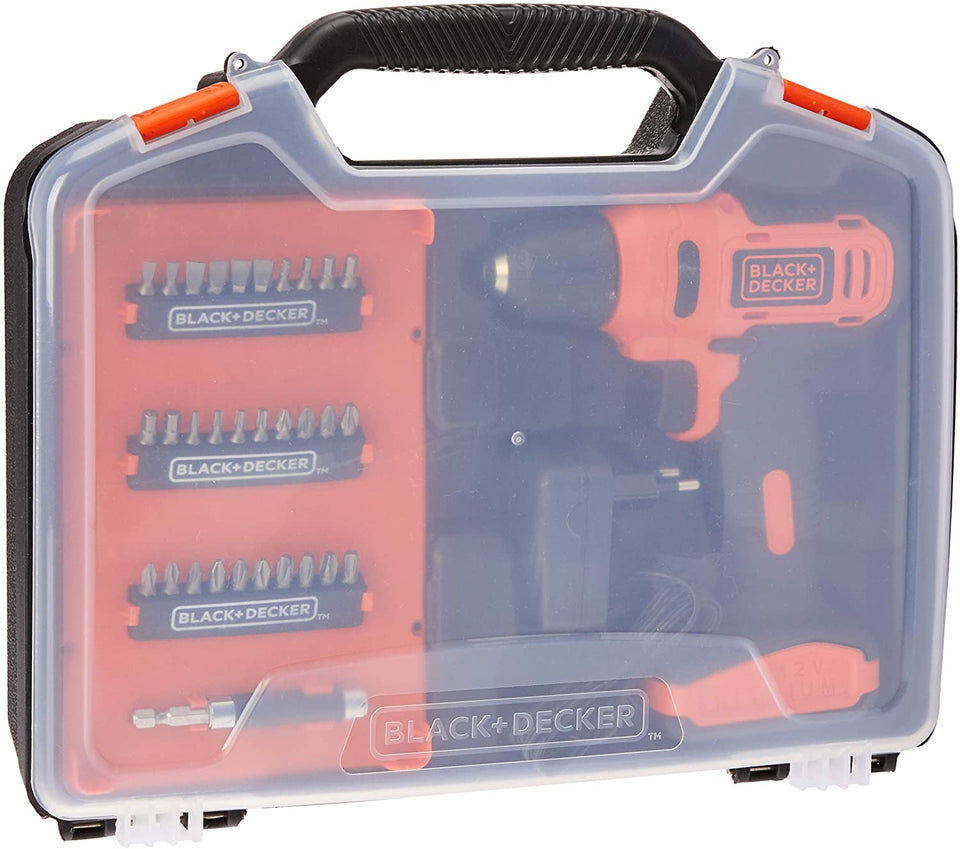 KIT PARAFUSADEIRA SEM FIO 12V LD12SC COM 31 ACESSÓRIOS E MALETA BLACK & DECKER