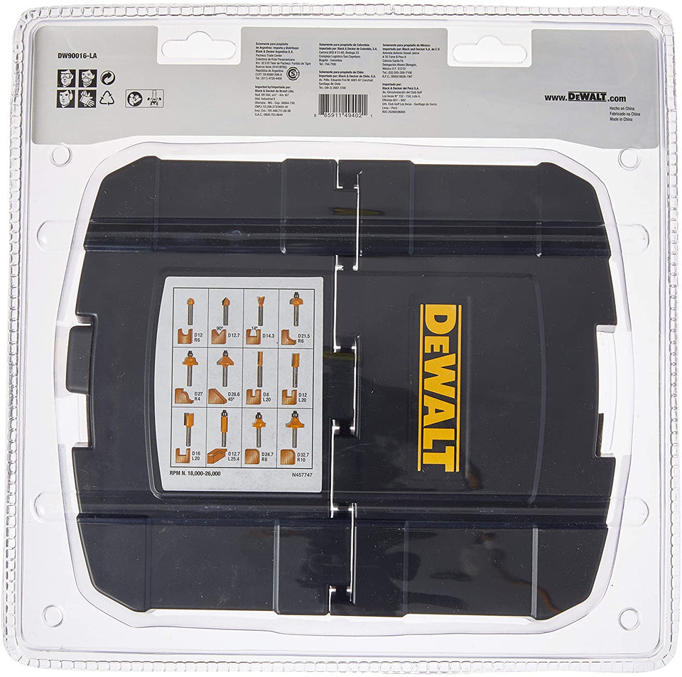 JOGO DE FRESAS 80MM COM 12 PEÇAS DW90016-LA DEWALT