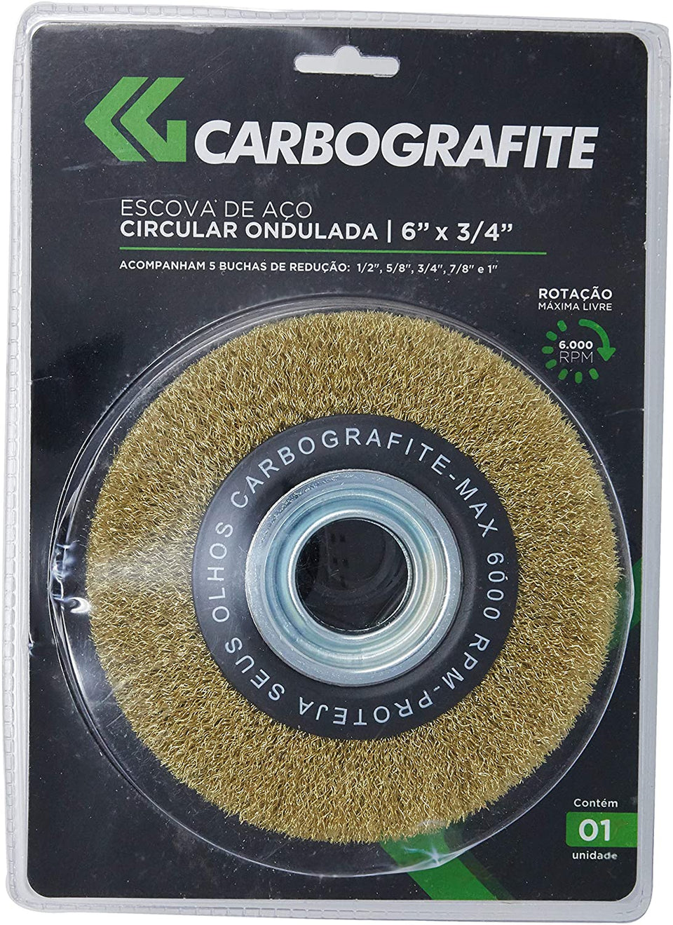 ESCOVA DE AÇO CIRCULAR ONDULADA 6X3/4" 012257612 CARBOGRAFITE