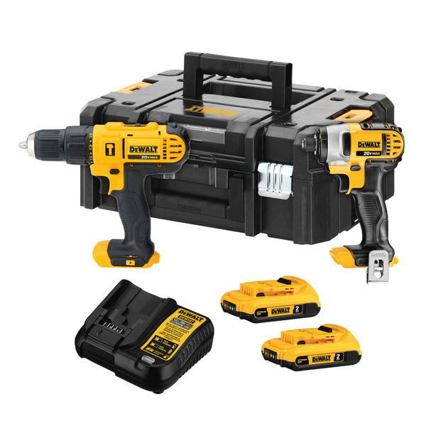 KIT FURADEIRA + PARAFUSADEIRA 20V DCK222D2T-BR COM MALETA DEWALT