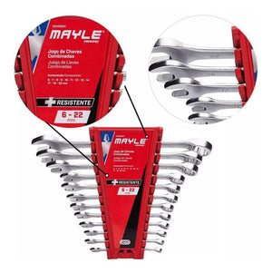 JOGO DE CHAVE COMBINADA MAYLE DE 6MM A 22MM COM 12 PEÇAS 102405MY