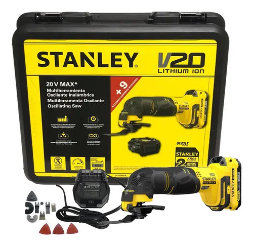MULTI FERRAMENTA OSCILANTE 20V MAX COM CARREGADOR BIVOLT E 1 BATERIA SCT500D1K STANLEY