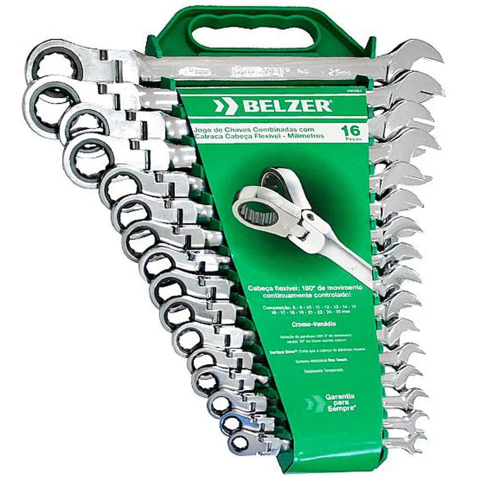 JOGO DE CHAVE BIELA BELZER DE 8MM A 25MM COM 16 PEÇAS 9902BJ