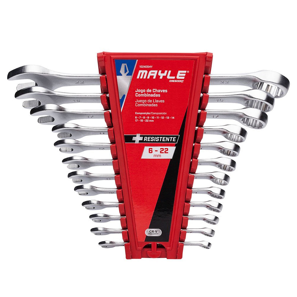 JOGO DE CHAVE COMBINADA MAYLE DE 6MM A 22MM COM 12 PEÇAS 102405MY