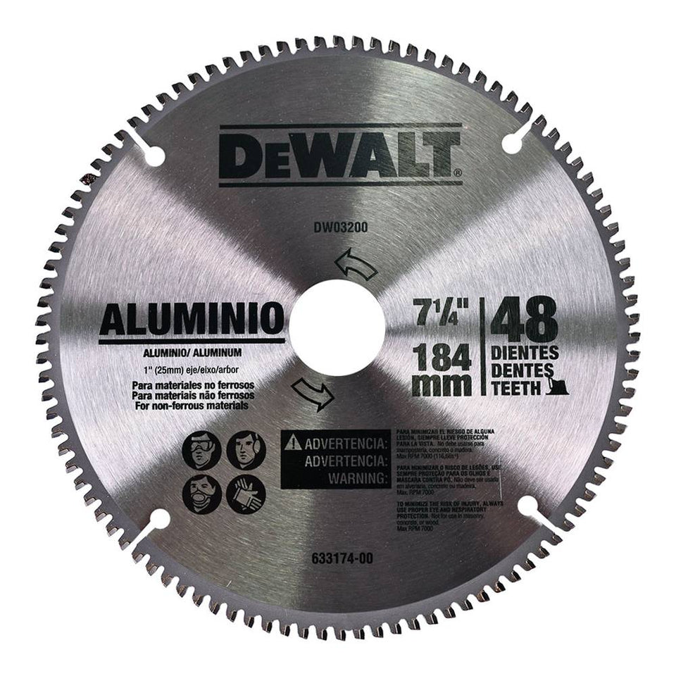 DISCO DE SERRA CIRCULAR 184X25MM 48 DENTES PARA ALUMÍNIO DWA03200 DEWALT