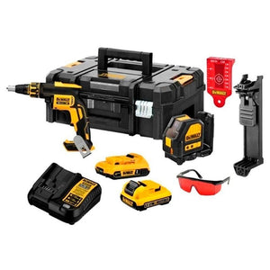KIT PARAFUSADEIRA P/DRYWALL 20V MAX DCF620B + NIVEL LASER DCE088K REF. DCK246D2T DEWALT