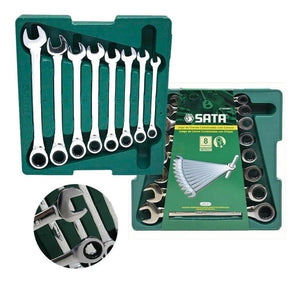 JOGO DE CHAVE COMBINADA COM CATRACA SATA COM 8 PEÇAS ST08008SJ