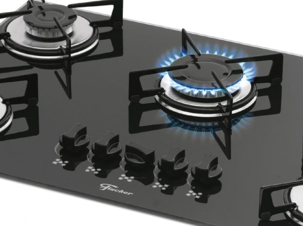 FOGÃO COOKTOP 5Q GÁS MESA DE VIDRO  PRETO 1642(6985) BIVOLT FISCHER