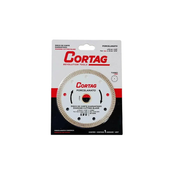 DISCO DE CORTE PARA PORCELANATO TURBO 110MM CORTAG