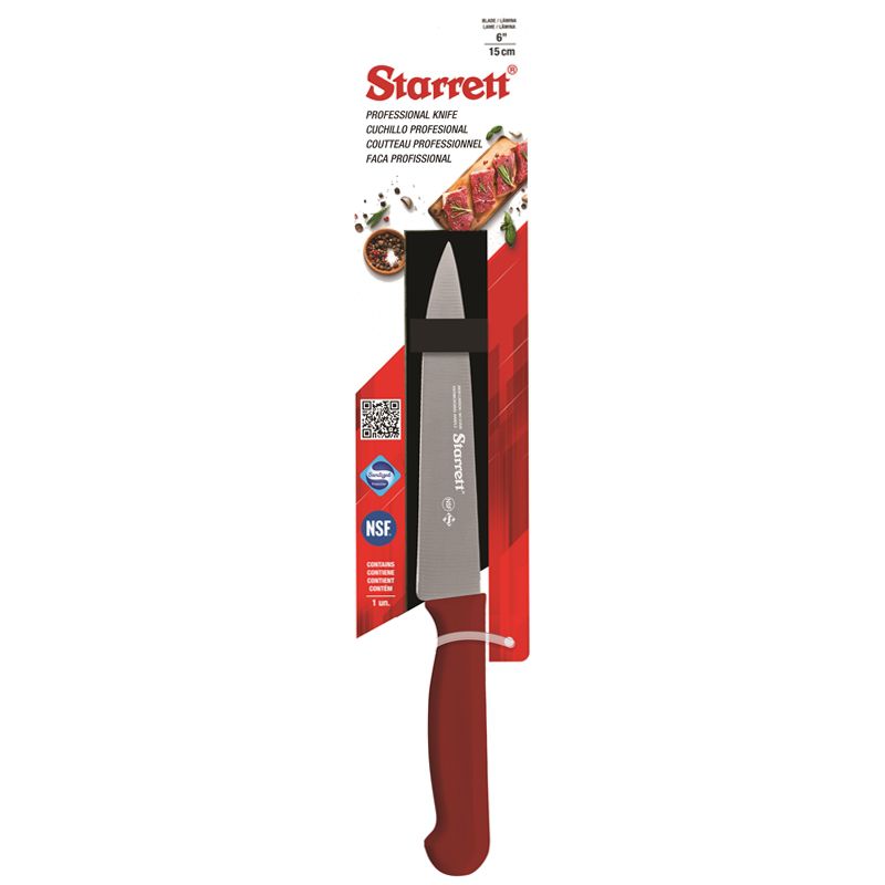 FACA PARA CARNE LÂMINA TRIANGULAR ESTREITA 15CM VERMELHA KBKR302 STARRETT