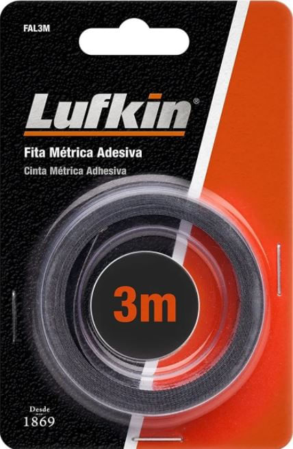 FITA MÉTRICA AUTO ADESIVA COM 3 METROS LUFKIN FAL3M