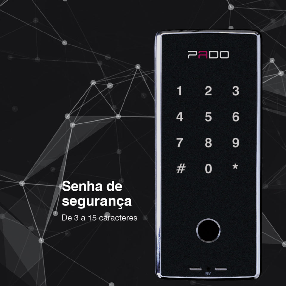 FECHADURA DIGITAL SOBREPOR PORTA MADEIRA OU METAL PADO FDS-B100EP BIOMETRIA SENHA