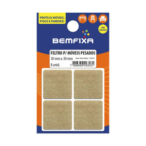 FELTRO QUADRADO BEGE 30X30MM 08 PEÇAS 9353 BEMFIXA