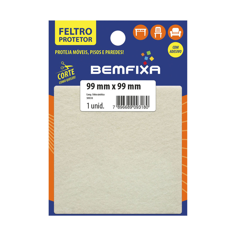FELTRO QUADRADO BRANCO 99X99 01 PEÇAS 9318 BEMFIXA