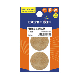 FELTRO REDONDO MARROM 35MM 04 PEÇAS 9330 BEMFIXA