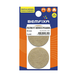 FELTRO REDONDO BEGE 40MM 04 PEÇAS 9350 BEMFIXA