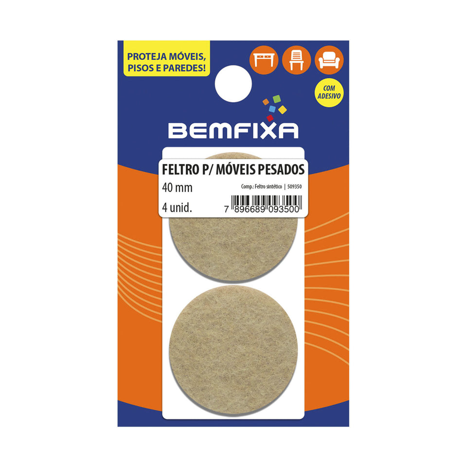 FELTRO REDONDO BEGE 40MM 04 PEÇAS 9350 BEMFIXA