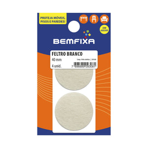 FELTRO REDONDO BRANCO 40MM 04 PEÇAS  9308 BEMFIXA