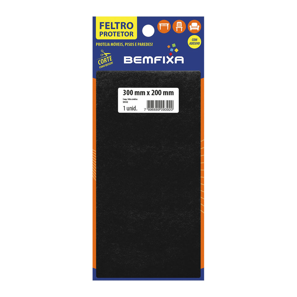 FELTRO QUADRADO PRETO 200X300MM 9392 BEMFIXA