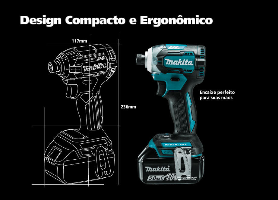 PARAFUSADEIRA DE IMPACTO 18V DTD170RFE COM CARREGADOR 2 BAT. E MALETA MAKITA