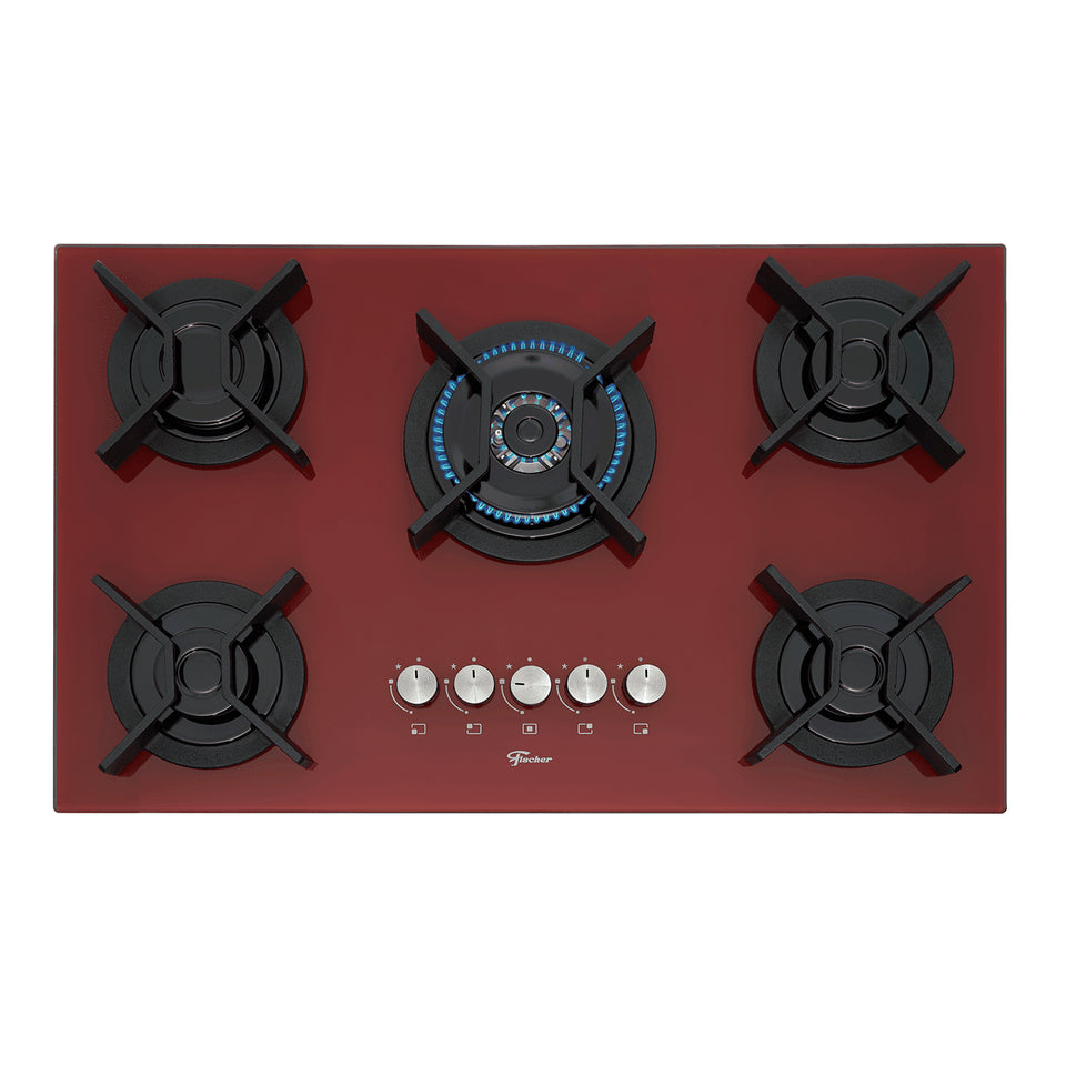 FOGÃO COOKTOP 5Q TC INFINITY GÁS MESA VIDRO VERMELHO ROUGE 26298(62471) BIVOLT FISCHER