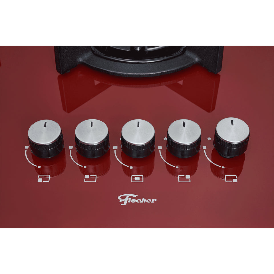 FOGÃO COOKTOP 5Q TC INFINITY GÁS MESA VIDRO VERMELHO ROUGE 26298(62471) BIVOLT FISCHER