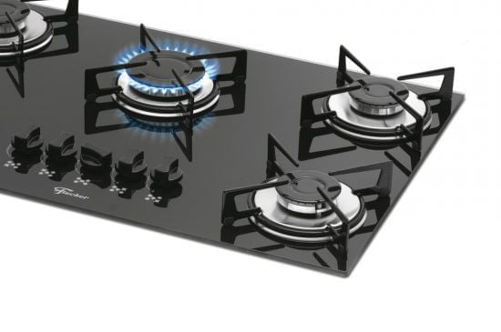 FOGÃO COOKTOP 5Q GÁS MESA DE VIDRO  PRETO 1642(6985) BIVOLT FISCHER