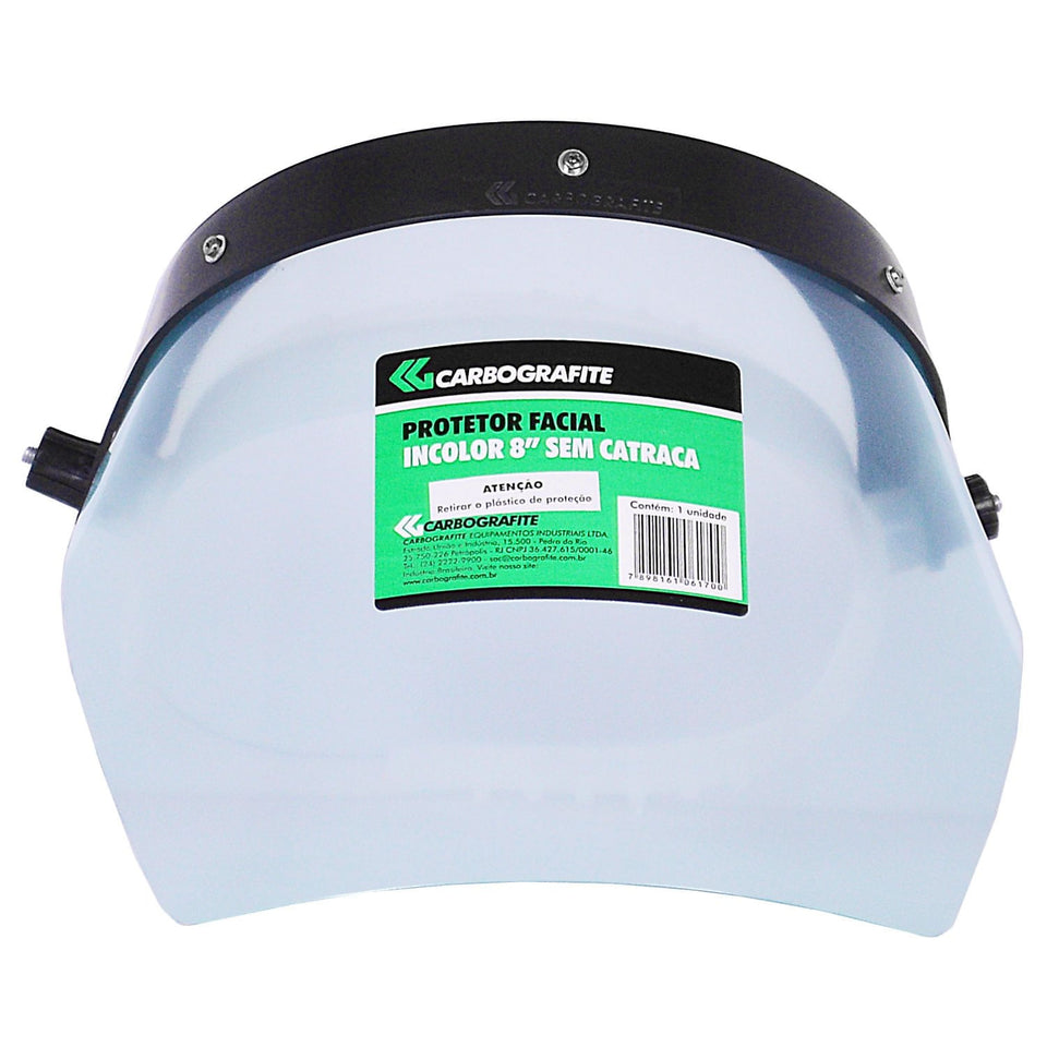 PROTETOR FACIAL INCOLOR SEM CATRACA DE 8" 010251610 CARBOGRAFITE