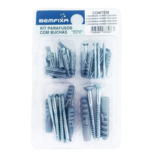 KIT BUCHAS COM PARAFUSOS MULTIUSO 3330 BEMFIXA