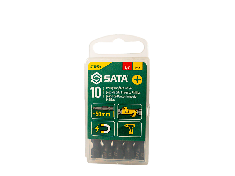 JOGO DE BITS DE IMPACTO PHILLIPS 3" 50MM COM 10 PEÇAS ST59704 SATA