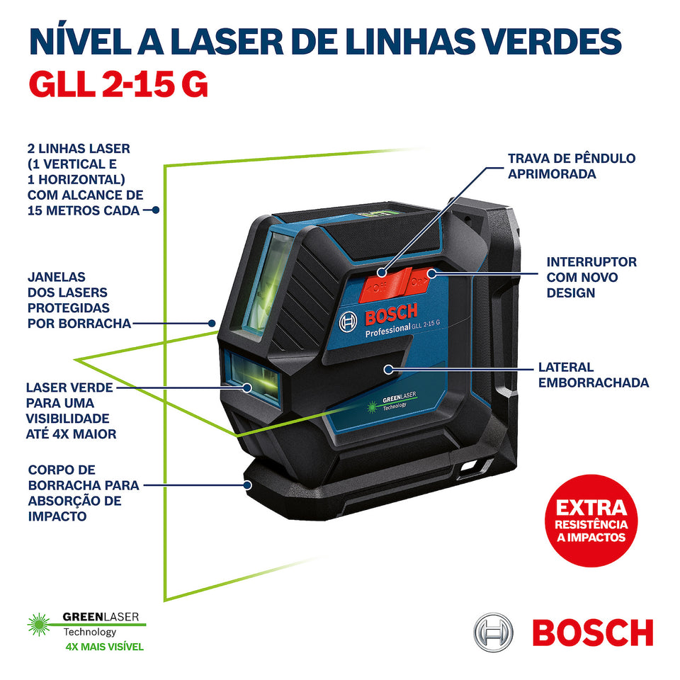NIVEL A LASER VERDE GLL-215 G 0601063W02 BOSCH