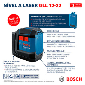NIVEL A LASER VERMELHO GLL 12-22 0601065220 BOSCH