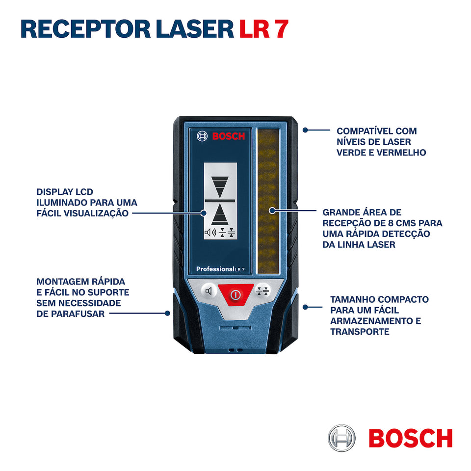 RECEPTOR PARA NIVEL A LASER DE LINHA LR7 0601069J00 BOSCH