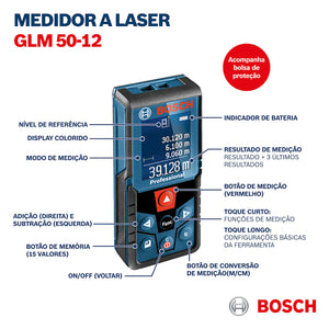MEDIDOR DE DISTÂNCIA A LASER GLM 50-12 0601072RG0 BOSCH