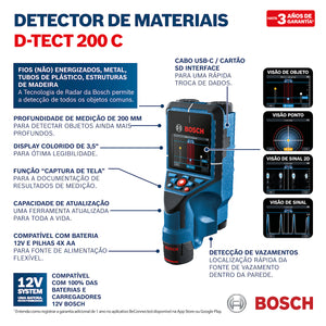 DETECTOR DE METAIS SCANNER D-TEC 200 C 06010816G0 BOSCH