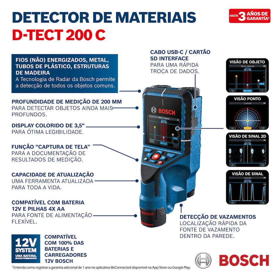 DETECTOR DE METAIS SCANNER D-TEC 200 C 06010816G0 BOSCH