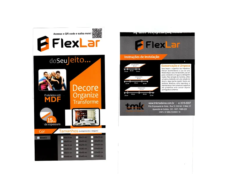 PRATELEIRA FLEXLAR BRANCO 90X40X15MM
