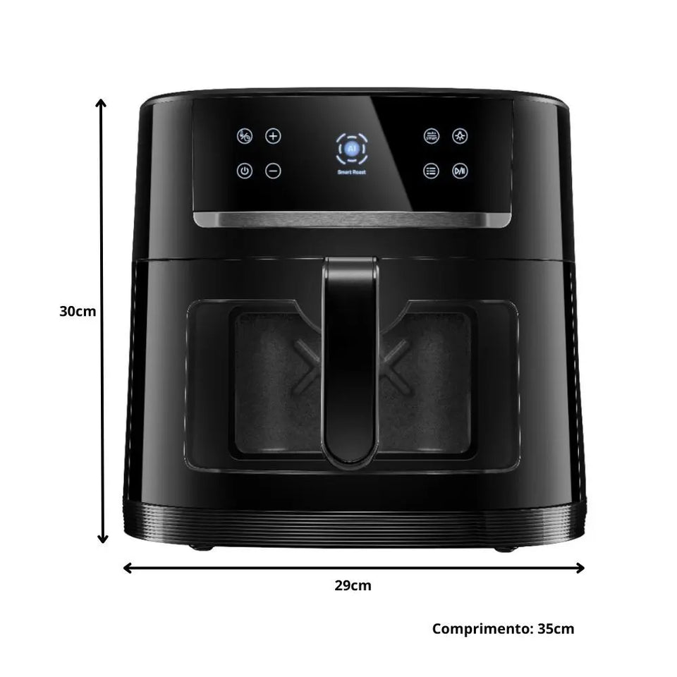 FRITADEIRA AIR FRYER SMART VISOR TRANSPARENTE 8L PRETO 220V FISCHER