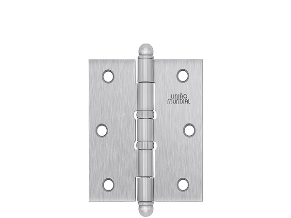 DOBRADIÇA AÇO 3" X 2.1/2" ESCOVADO ACETINADO COM ANEL 620112 UNIÃO MUNDIAL