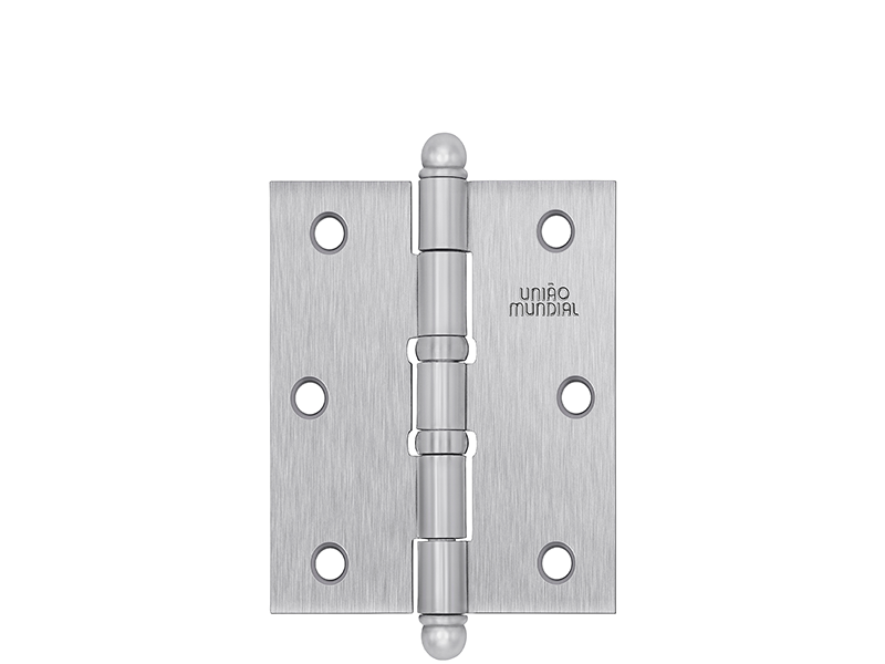 DOBRADIÇA AÇO 3" X 2.1/2" ESCOVADO ACETINADO COM ANEL 620112 UNIÃO MUNDIAL