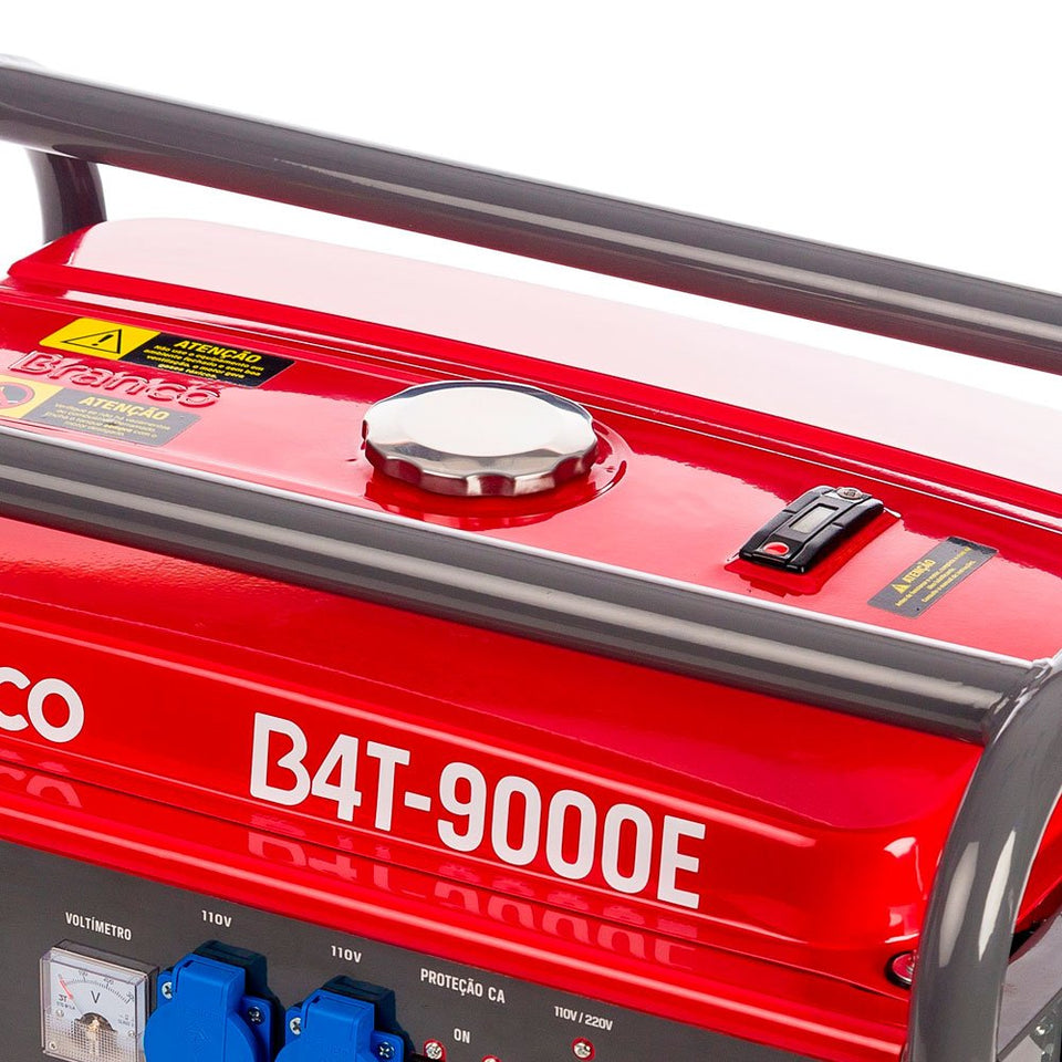 GERADOR DE ENERGIA À GASOLINA 16.5HP 9KVA MONOFÁSICO 110/220V AVR B4T 9000E COM PARTIDA ELÉTRICA 90317270 BRANCO