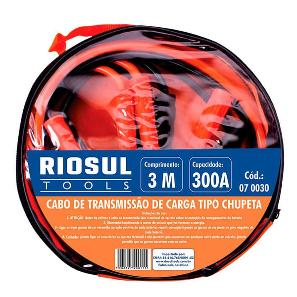CABO DE TRANSFERÊNCIA DE CARGA TIPO CHUPETA 300A COM 3 MTROS R070030 RIOSULTOOLS